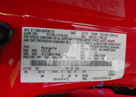 2014 Ford Focus Se из США, поврежденный, VIN 1FADP3K25EL204544